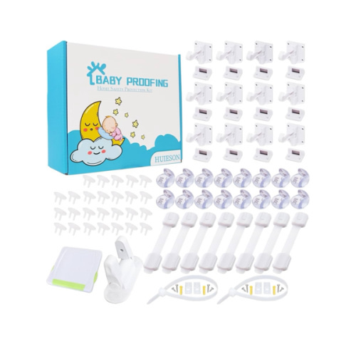 66 Pack Baby Proofing Kit | 12 Hidden Cabinet Drawer Locks, 8 Adjustable Latches, 26 Outlet Covers, 16 Corner Guards, 2 Anti Tip Furniture Anchors Kit, 1 Sliding Door Lock & 1 Door Lever Lock