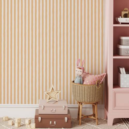Stripe wallpaper yellow wall decor yellow nursery wallpaper hand-drawn stripes yellow kids room wall decor thin stripes wallpaper pre-pasted