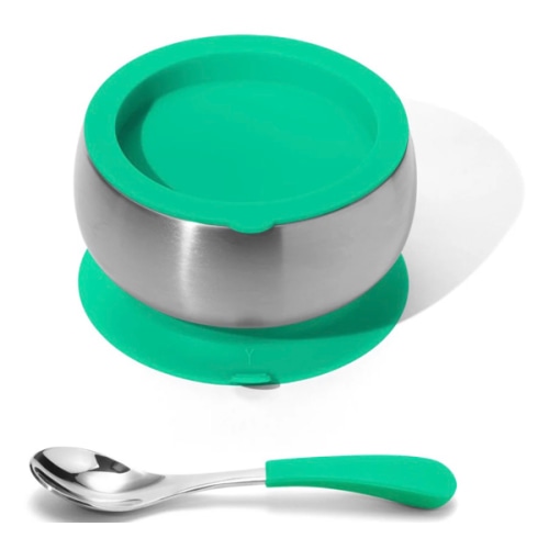 Avanchy | Stainless Steel Baby Bowl + Spoon. BLW Suction Feeding Bowl