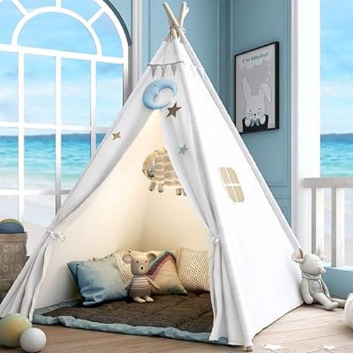 Teepee Play Tent for Kids with Carry Case, Foldable Girls Playhouse Toy Tent, Gift for Baby Toddler to Play Game Indoor and Outdoor