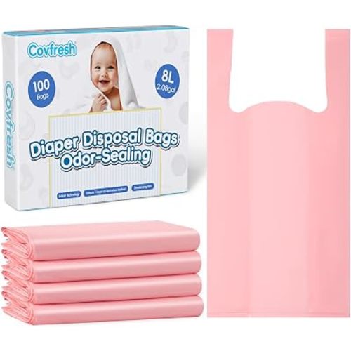 Odor Sealing Diaper Disposal Bags with Handles, 8L/100 Count