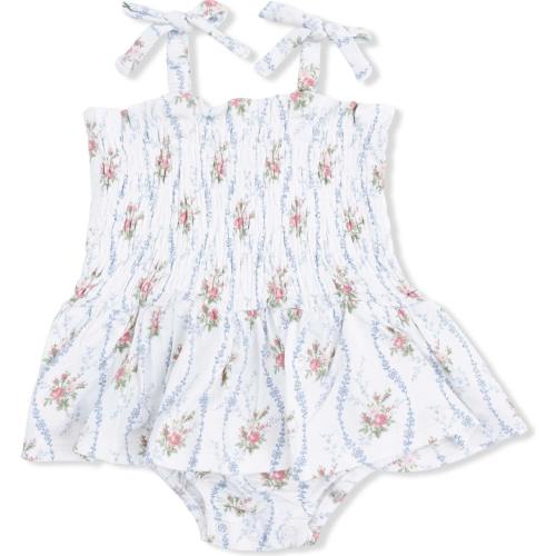 Heirloom Rose Stripe - Smocked Bubble with Skirt