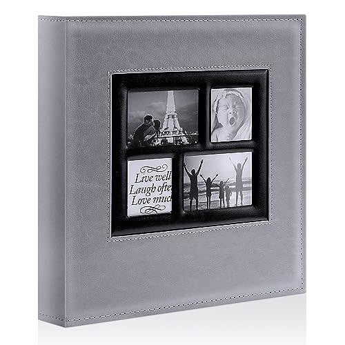 Ywlake Photo Album 4x6 500 Pockets, Large Capacity Family Wedding Leather Picture Albums Holds 500 Horizontal and Vertical Photos Grey