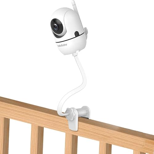 HelloBaby Monitor Clip Mount for HB6550/ Pro/ HB6550Plus/ HB6560/ HB65/ HB6240/ HB6339/ HB6351, Flexible Crib Clamp Mount Long Gooseneck Arm, Indoor Without Tools or Wall Damage
