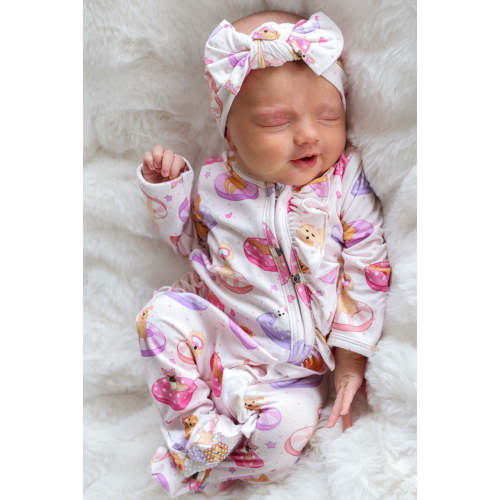 Knit Large Bow Headwrap in Poolside Pups Pink | Caden Lane
