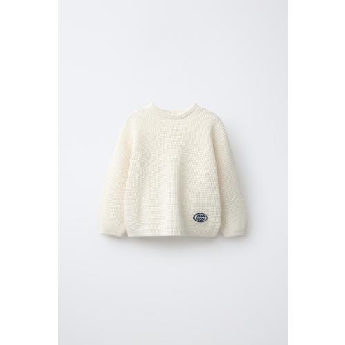 EMBROIDERED WAFFLE JUMPER - Light beige | ZARA United States