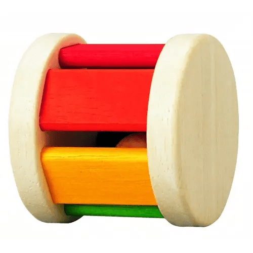 PlanToys® Wooden Roller Rattle Toy for Babies | Montessori Baby Sensory Toy with Gentle Sound | Eco-Friendly Crawling & Motor Skill Toys for Infants