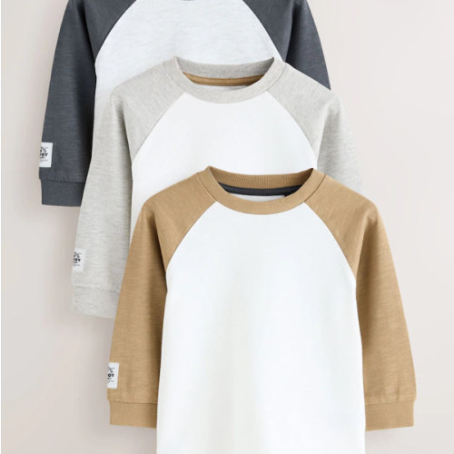 Buy Grey Long Sleeve Raglan T-Shirts 3 Pack (3mths-7yrs) from Next USA