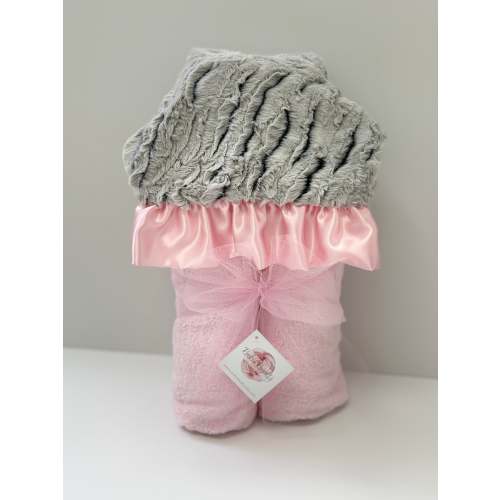 Plush Hooded Bath Towel- Ziggy Girl Pink