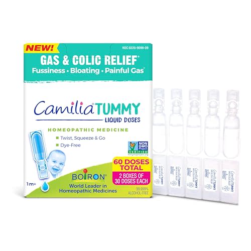 Boiron Camilia Tummy for Colic, Painful Gas, Bloating, & Fussiness- Sterile and Non-Drowsy Liquid Doses - 60 Count