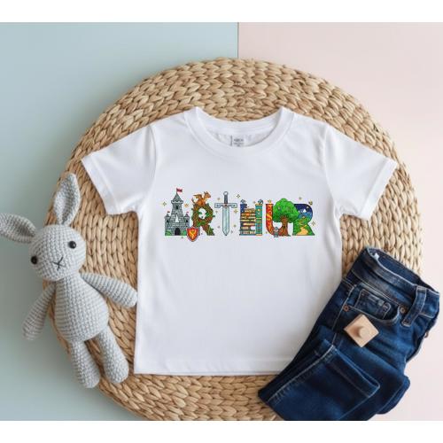 Personalized Knight Name Shirt, Medieval Castle Custom Tee, Cute Fantasy Kids Shirt, Adventure Gift Idea, Christmas Gift, Birthday Tshirt