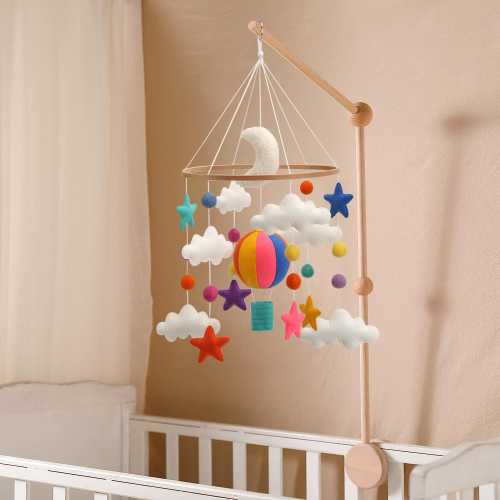 Bright Colors Felt Hot Air Balloon Baby Mobile: Colorful Nursery Decor