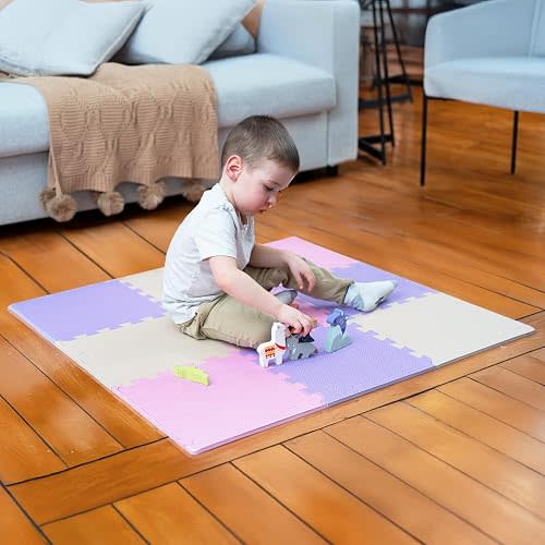 MioTetto Baby Play Mat, Comfortable Playtime Mat – Portable Foam Floor Tiles, Safe Baby mat for Floor for Crawling & Development, Soft Play mat for Babies, Stylish Interlocking Foam Tiles
