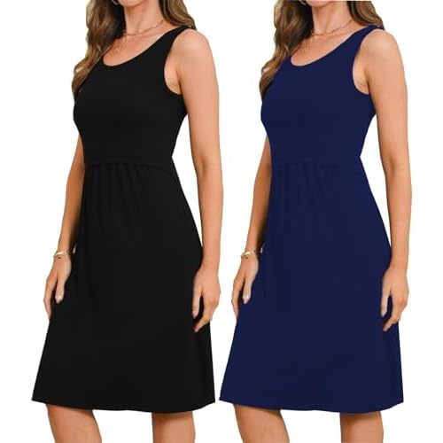 Bearsland Women's Sleeveless Maternity Dress Nursing Breastfeeding Dresses with Pockets