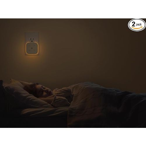 2 Pack Very Dim Sleep Night Lights Plug into Wall, Sleep Light for Kids and Adult, Bedroom Night Light, Light Sensor, LED, Dimmable, Warm Soft Light Plug in Night Light