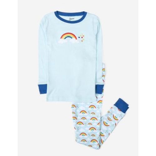 Leveret Toddler Two Piece Cotton Pajamas Rainbow - Blue 2 Year