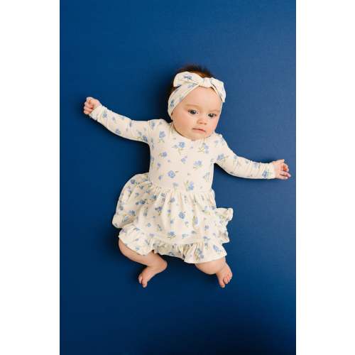 Blue Blooms Bodysuit Bamboo Dress