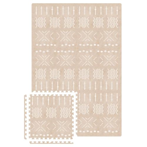 MOON WALKERS Stylish Boho Baby Play Mats For Floor, (4x6ft) Play Mat for Babies and Toddlers, Non-Toxic, Soft, Thick, Tummy Time Mat For Crawling (Standard 6 Tiles, Beige Aztec)