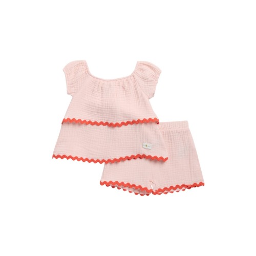 7 For All Mankind Rickrack Ruffle Top & Shorts Set