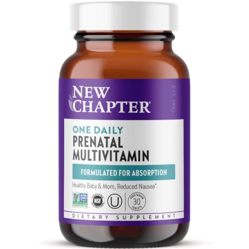 New Chapter One Daily Prenatal Multivitamin, 30 Count | One Daily Prenatal Multivitamin, Methylfolate and Choline, Gentle on Stomach, Non-Constipating Iron, Gluten Free and Non-GMO