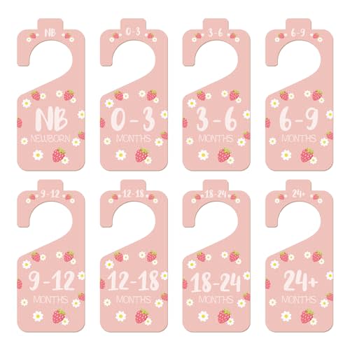 8pcs Baby Closet Dividers, Wooden Baby Clothes Organizer Double Sided Nursery Closet Dividers for Babies Boy Girl Wardrobe Organization