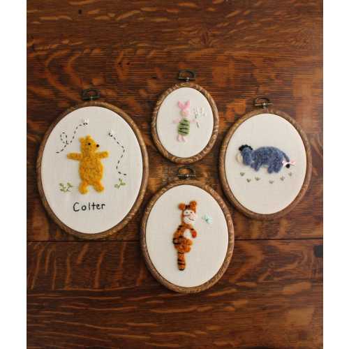 Custom Felted Winnie the Pooh and Friends, Eeyore, Tigger, Piglet Nursery Wall Art - Personalized Needle Embroidery Hoop Baby Heirloom Gift
