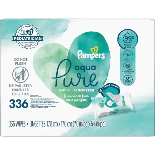 Pampers Aqua Pure 99% Water Sensitive Baby Wipes - 336 Count