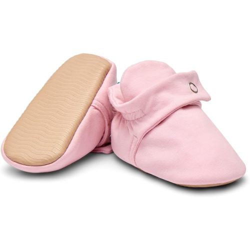 Ten Little Everyday Baby Booties - 100% Organic Cotton, Seamless SoftLoom Interior, Non-Slip, Breathable & Adjustable Newborn Booties for Girls & Boys - Best Newborn Gift for Baby Registry and Baby Shower