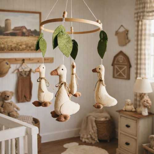 Goose baby mobile , Gender neutral nursery decor