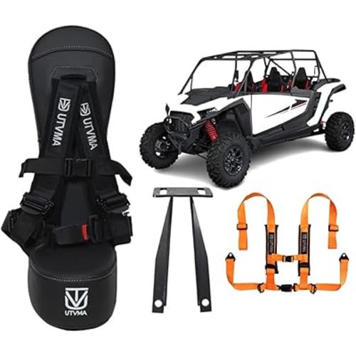 UTVMA Bump Seat for 2024 Polaris RZR 1000 XP 2/4 Seater With 4 Point Harness and Bracket/Hardware (Bump Seat With Orange Harness)