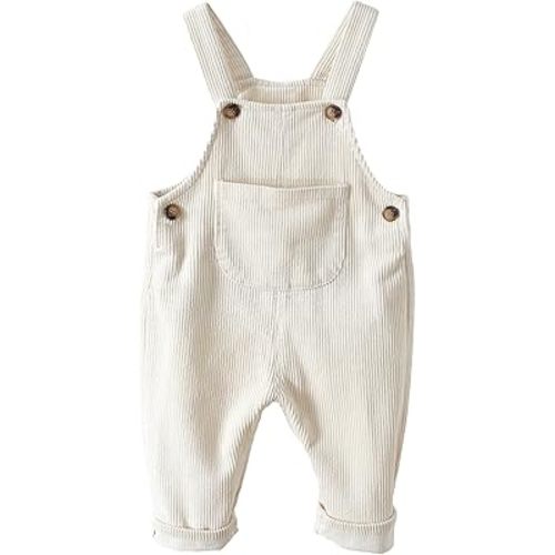 SEAUR Baby Boy Girl Corduroy Bib Overalls Cotton Button Suspender Overalls Plain Romper Loose Jumpsuit