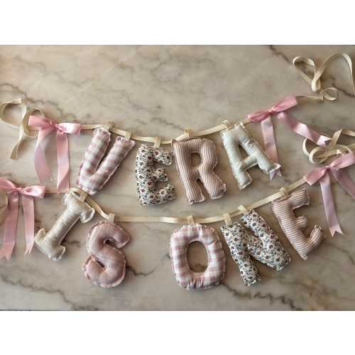 Fabric Letter Garland - Personalized fabric banner - custom Fabric name banner - nursery decor - quilted month milestone sign -baby shower