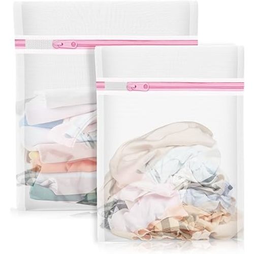 2PCS X-Large Heavy-Duty Mesh Laundry Bag: Ideal for Bulky Items - Wash & Store Down Jackets, Sheets, Sweaters | Multi-Purpose Lingerie Washing Bag for Delicates & Travel Storage,24X24’+20X24’