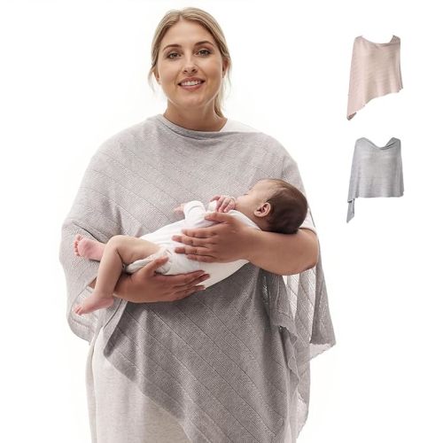 Momcozy Ultra-Light Nursing Cover for Breastfeeding, Soft Breathable Tencel™ Lyocell Fabric, Multi-Use Feeding Shawl, Newborn Essentials Must Haves(Light Gray, Plus)