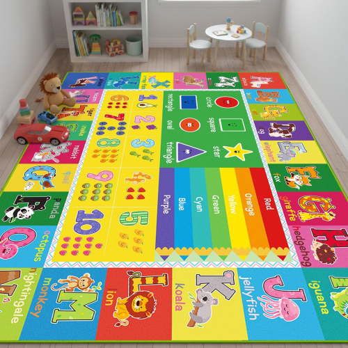 Baby Play Mat Kids Rug for Playroom, ABC Numbers Animals Rainbow Shapes Educational Area Rug for Kids Room Classroom 59x39.4 Inch