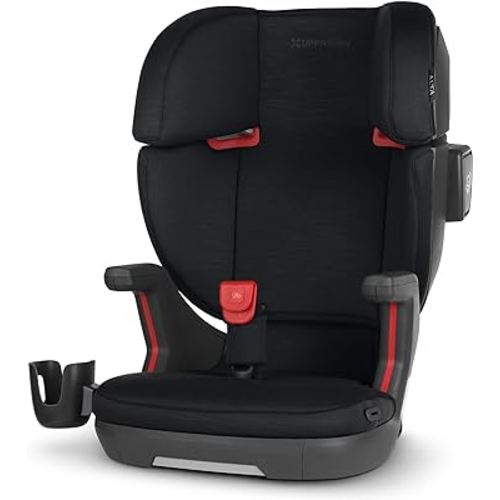 UPPAbaby Alta V2 High Back Booster Seat/Seven-Position, Active Support Headrest for Growing Children/SecureFit Integrated Belt Guide + Positioner/Cup Holder Included/Jake (Black Mélange)