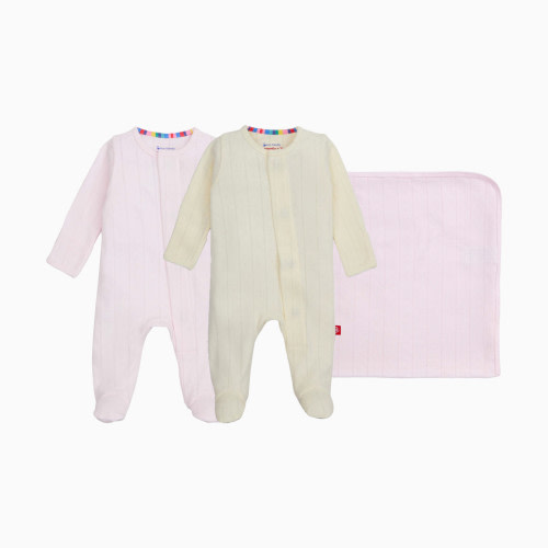 Magnetic Me Pointelle Organic Magnetic 3 Piece Gift Set - Cotton Candy Pointelle, 0-3 M