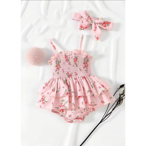 SHEIN Vintaside Kids Baby Girl Summer Bodysuit With Ruffle Hem, Two-Layer Playful Design, Essential For Daily Outings | SHEIN USA