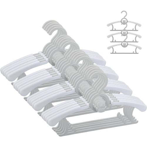 Baby Hangers for Nursery Closet,Infant Hangers 20 Pack Grey Non-Slip and Extendable Plastic Children's Newborn Baby Hangers 11"-14" Adjustable Children Coat Hanger for Girl Boy Toddler Kids Child - Gray - 20PACK