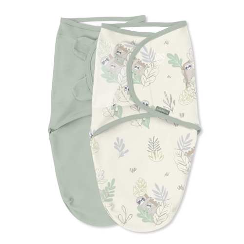 SwaddleMe by Ingenuity Original Swaddle, Size 0-3 Months, 2-Pack - Peekaboo Sloth