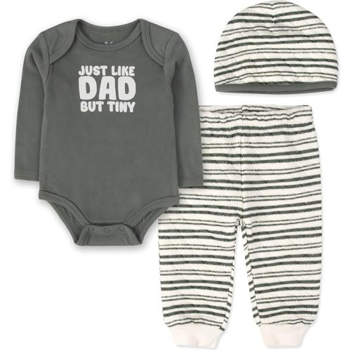 Baby Essentials Baby Boy 3-Piece Layette Set Outfit with Bodysuit, Quilted Jogger Pants & Headband