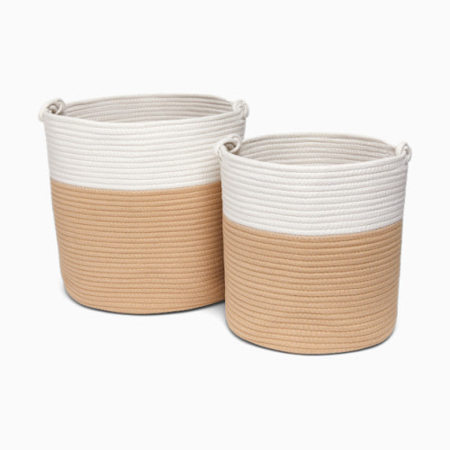 Sprucely Large & Medium Rope Basket Set - Oat, Large/Medium