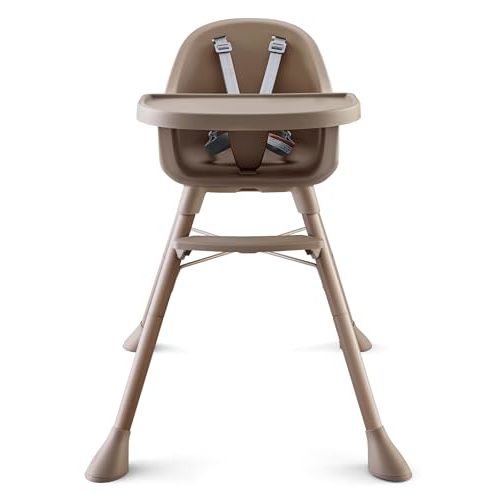 HARPPA 2 in 1 Baby High Chair for Babies and Toddlers, Convertible High Chairs with Removable Double Tray, Waterproof PU Seat Cushion, Anti-Slip Footrest and 5-Point Harness for 6–36 Months, Beige