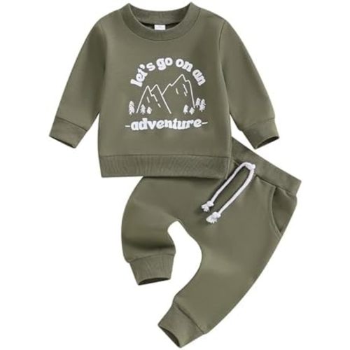 Toddler Baby Boy Sweatshirt Clothes Letter Print Long Sleeve Top+Solid Jogger Pants Fall Winter Casual Outfits Set