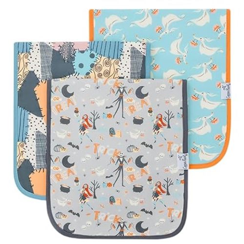 Copper Pearl Baby Burp Cloth Large 21''x10'' Size Premium Absorbent Triple Layer 3-Pack Gift Set 'Nightmare Before Christmas' - One Size