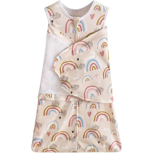 Little Tots Baby Sleep Sack Baby Wearable Blanket 100% Cotton 2-Way Zipper Toddler Sleepsack, Soft Sleeping Sack for 0-6 Months Babies (Rainbow)