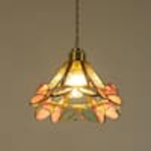 OUKANING 1-Light Gold Creative Butterfly Pendant Light with Multi-Colored Glass Shade and Adjustable Height, No Bulbs Included JZUC63-01670099
