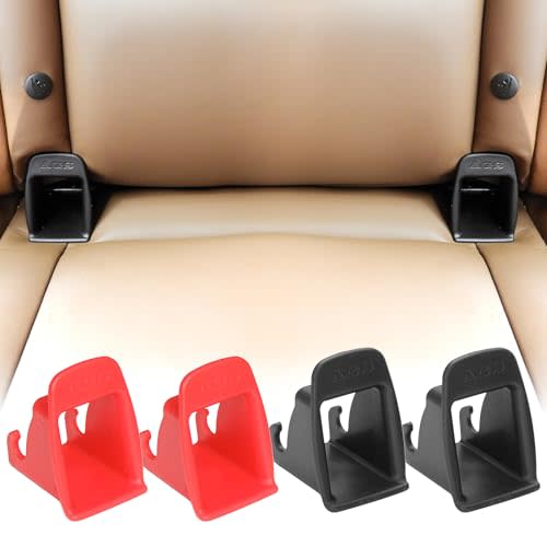 ISOFIX Interface Belt Latch Guide, 4Pcs Car Seat ISOFIX Interface Buckle Fixed Guide Groove Car Seat Bracket Connector, (2Pcs Red & 2Pcs Black)