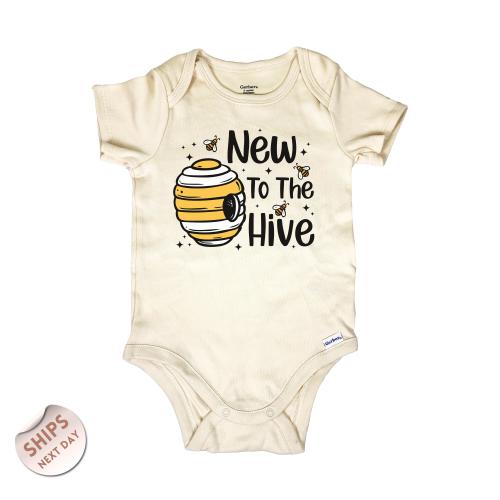 New To The Hive Baby Bodysuit, Cute Bumble Bee Natural Baby Bodysuit, Pregnancy Announcement Shirt, Baby Shower Gift, 2000848