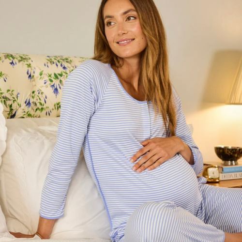 LAKE | Women | Pima Cotton Pajamas | Hydrangea Maternity Long Long Set